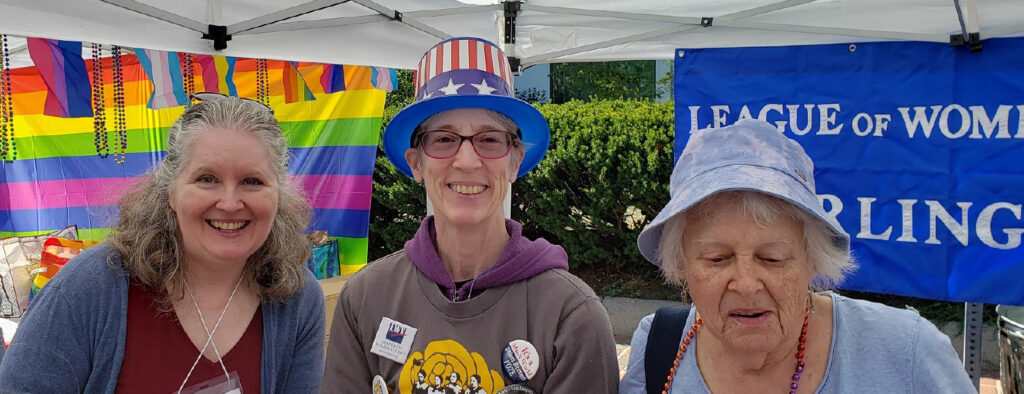 Photo of Town Clerk Juli Brazile with Patti Muldoon and Liz Blumenthal at the Town Day booth.
